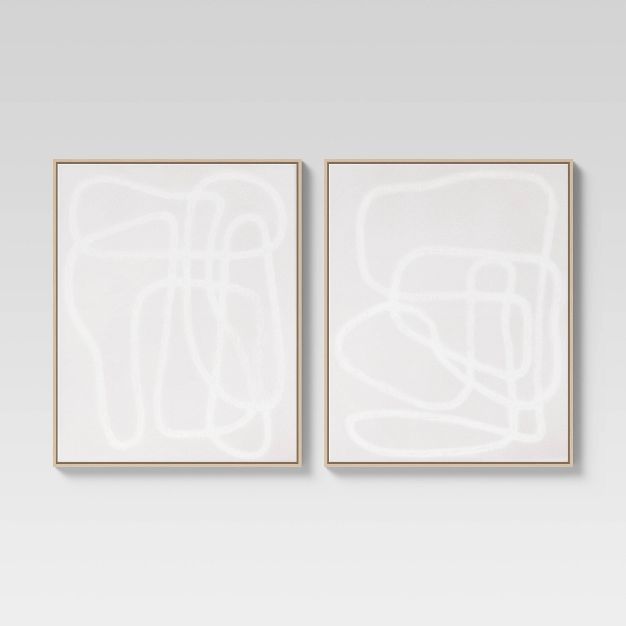 (Set of 2) 24&#34; x 30&#34; Line Drawing Wall Canvases Gray/White - Threshold&#8482; | Target