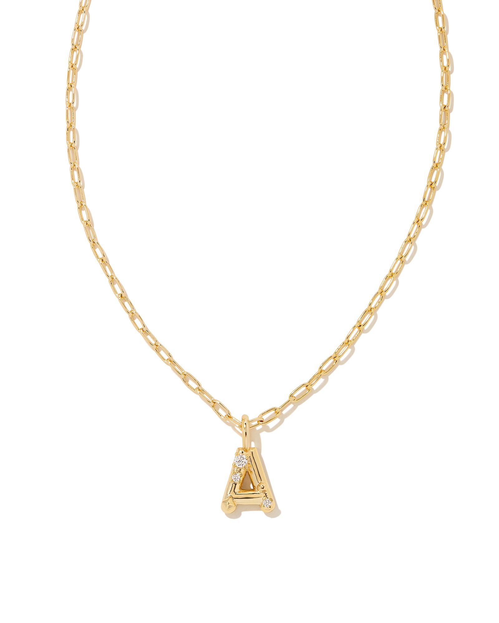 Crystal Letter P Gold Short Pendant Necklace in White Crystal | Kendra Scott
