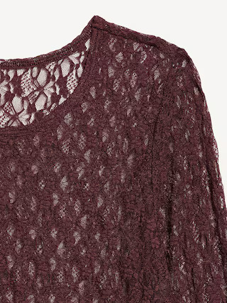 Long-Sleeve Lace Crew-Neck Top | Old Navy (US)