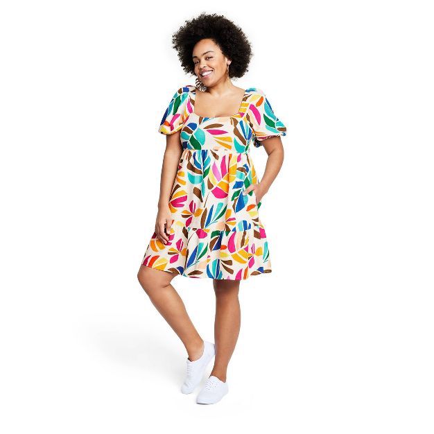 Women's Botanical Print Puff Sleeve Mini Dress - Tabitha Brown for Target | Target