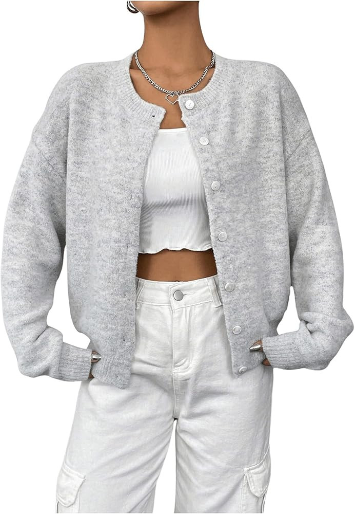 GORGLITTER Women's Button Up Knit Cardigan Open Front Casual Dressy Fall Trendy 2025 Cute Long Sl... | Amazon (US)