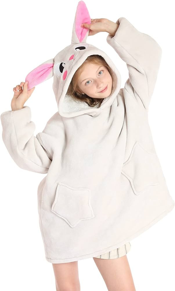 Wearable Blanket Hoodie for Kids 4-12YR Oversized Animal Hooded Blanket Super Soft Comfortable Wa... | Amazon (US)