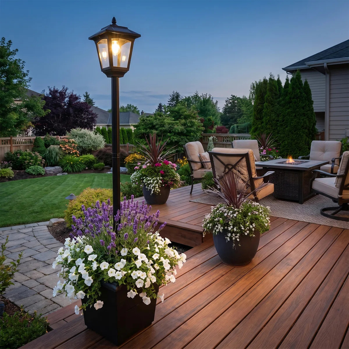71" Solar Lamp Post (Full) with Planter | Wayfair North America
