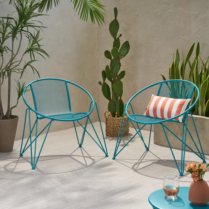 Yoshioka Modern Outdoor Patio Chair (Set of 2) | Wayfair North America