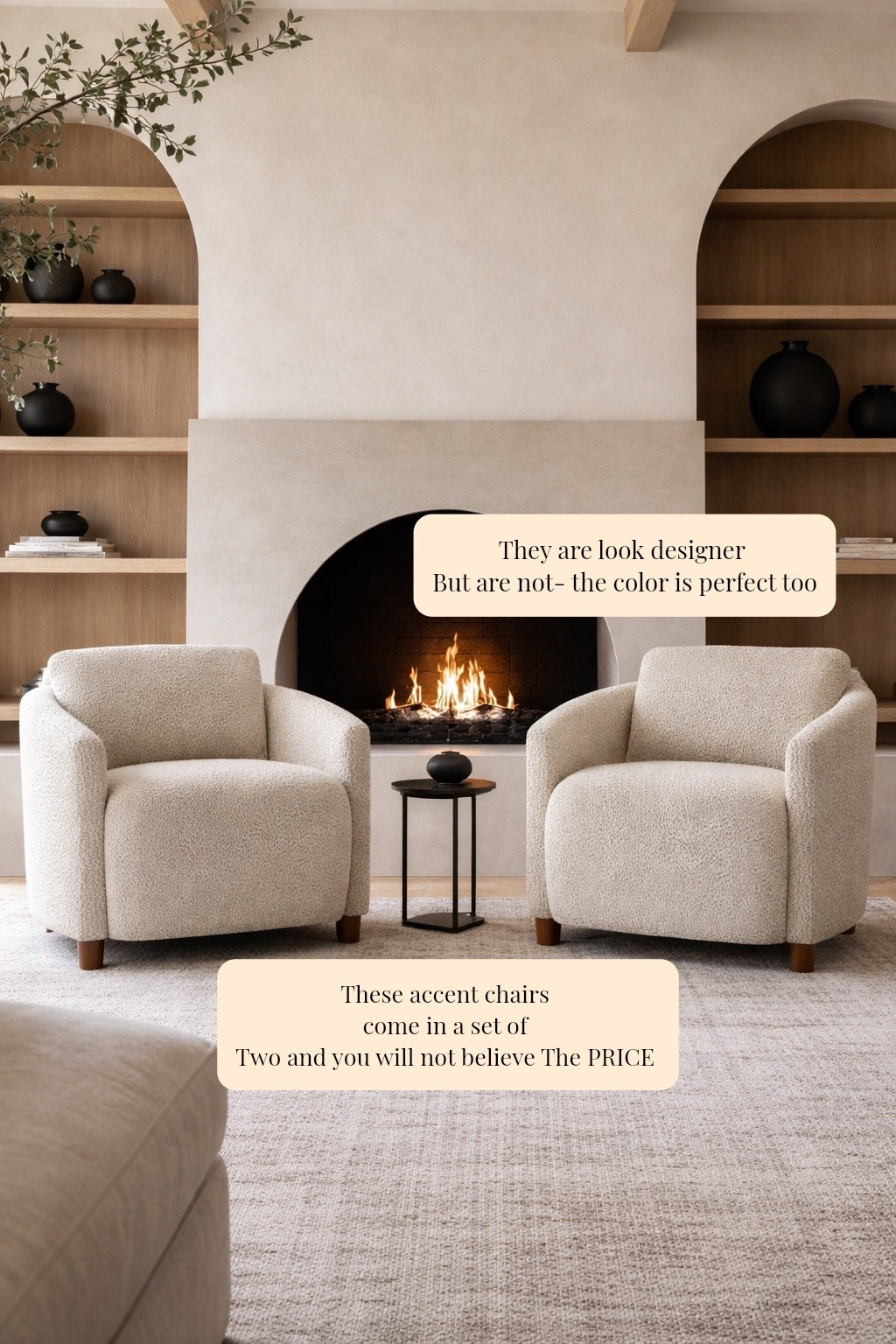 These accent chairs come in a set of two and the price is seriously unmatched.. the color and fabric are amazing too. 

#LTKHome