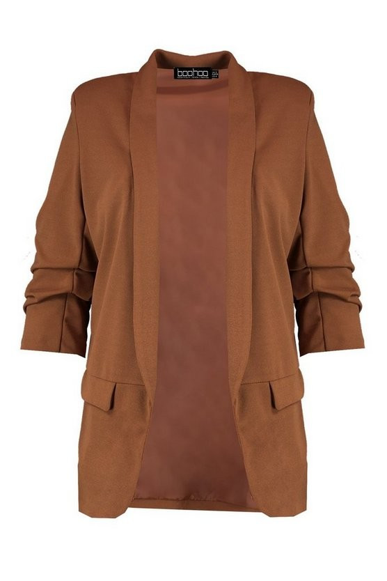Plus Ruched Sleeve Blazer | Boohoo.com (US & CA)