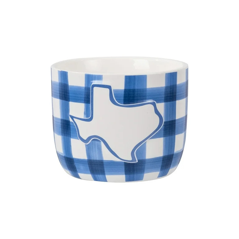 Mainstays Lennon 6.1" x 6.1" x 4.8" Round Blue and White Texas Map Ceramic Planter | Walmart (US)