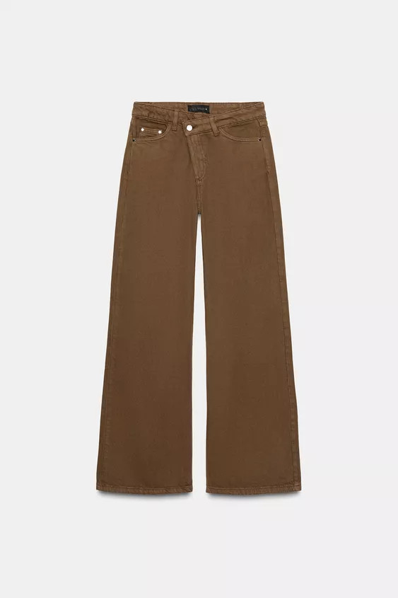 Z1975 WIDE LEG CROSSED HIGH-WAIST JEANS | Zara US