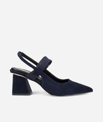 Imelde Slingback Pump Midnight Suede and Mesh | Pelle Moda