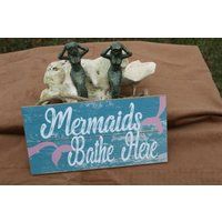 Mermaid Shelf Decor | Mermaids Bathe Here Splish Splash - 3 Items | Etsy (US)