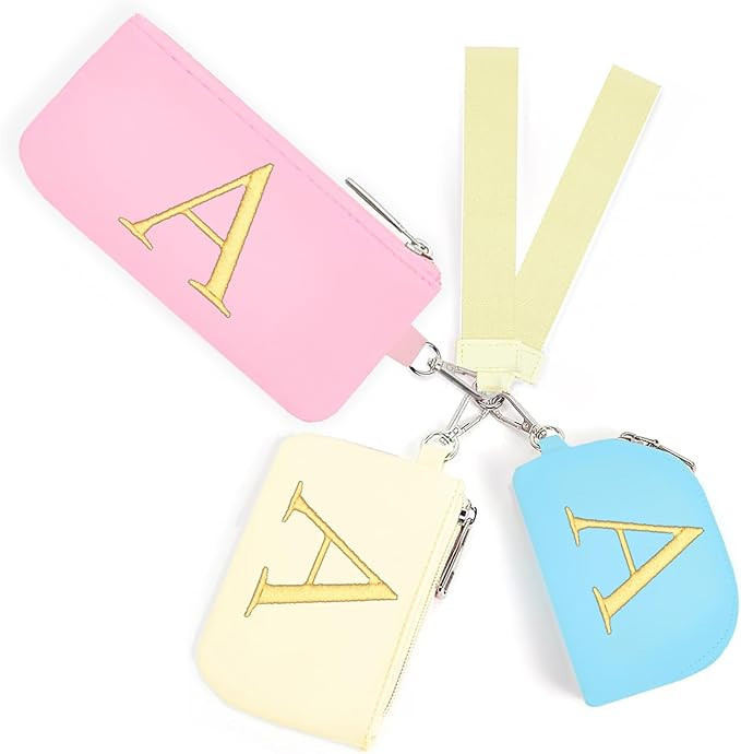 Mini Zip Around Keychain Wristlet Wallets for Women and Girls: Three Coin Purses with 2 Straps - ... | Amazon (US)