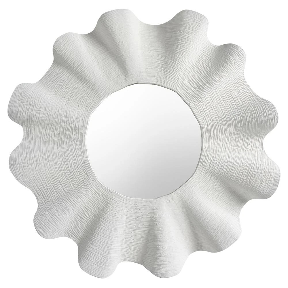 Bennett Coastal Beach White Aluminum Round Wall Scallop Mirror | Kathy Kuo Home