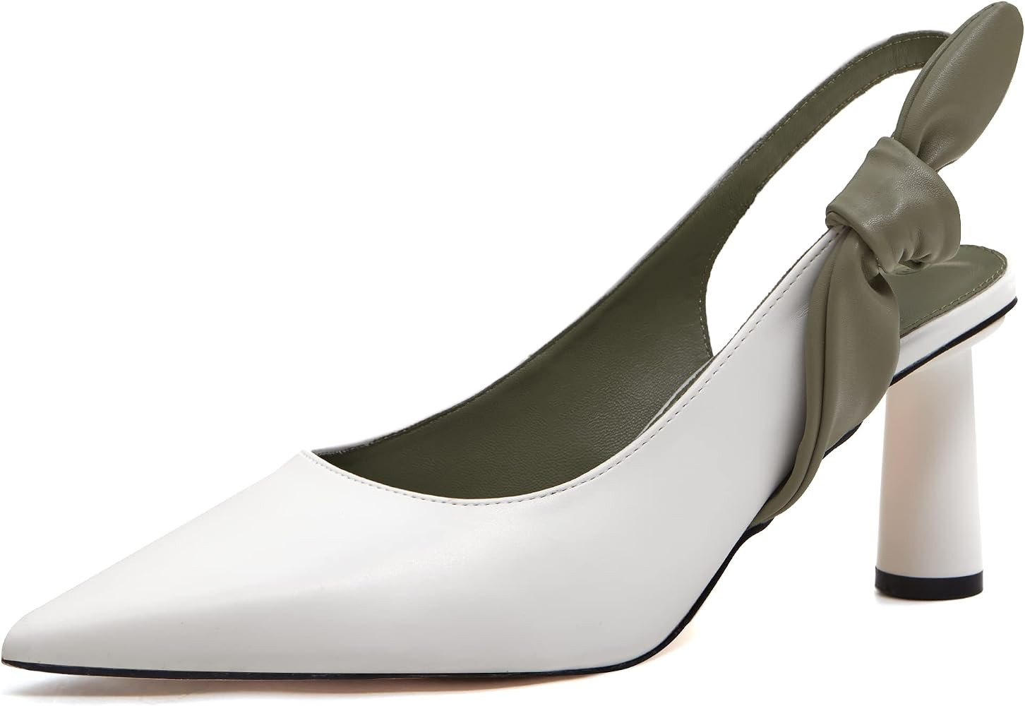 Rilista Women's Slingback Closed Pointed Toe Heels Bowknot Slip On Weding Party Dress Pumps | Amazon (US)