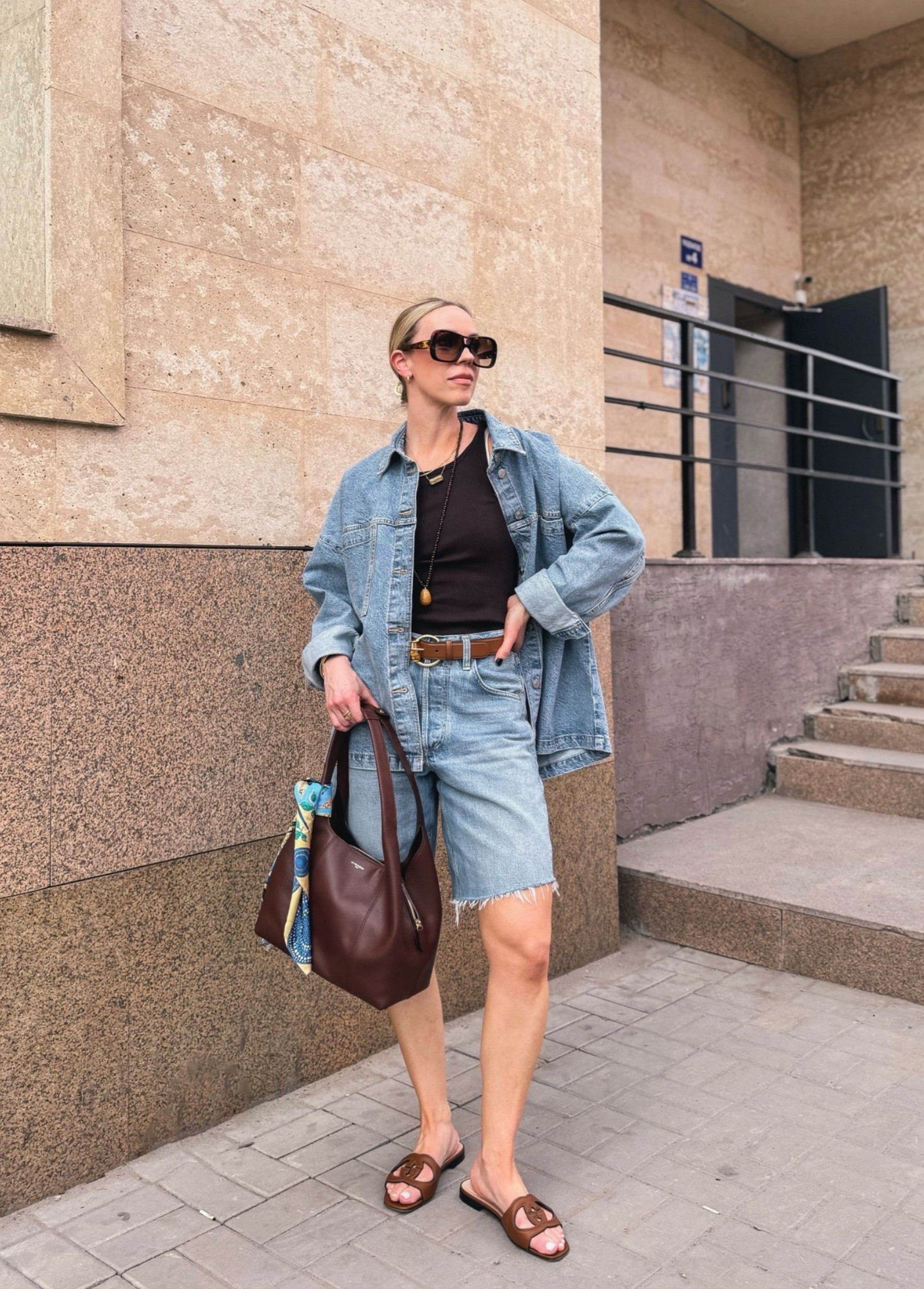 All denim outfit, denim on denim, denim bermuda shorts with tank top and oversized denim shirt

#LTKSeasonal #LTKSaleAlert #LTKOver40