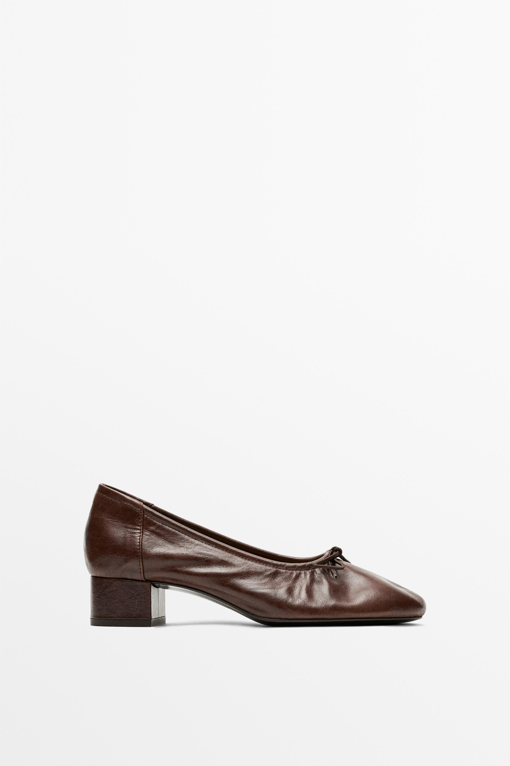 Heeled ballerinas - BROWN | Massimo Dutti UK