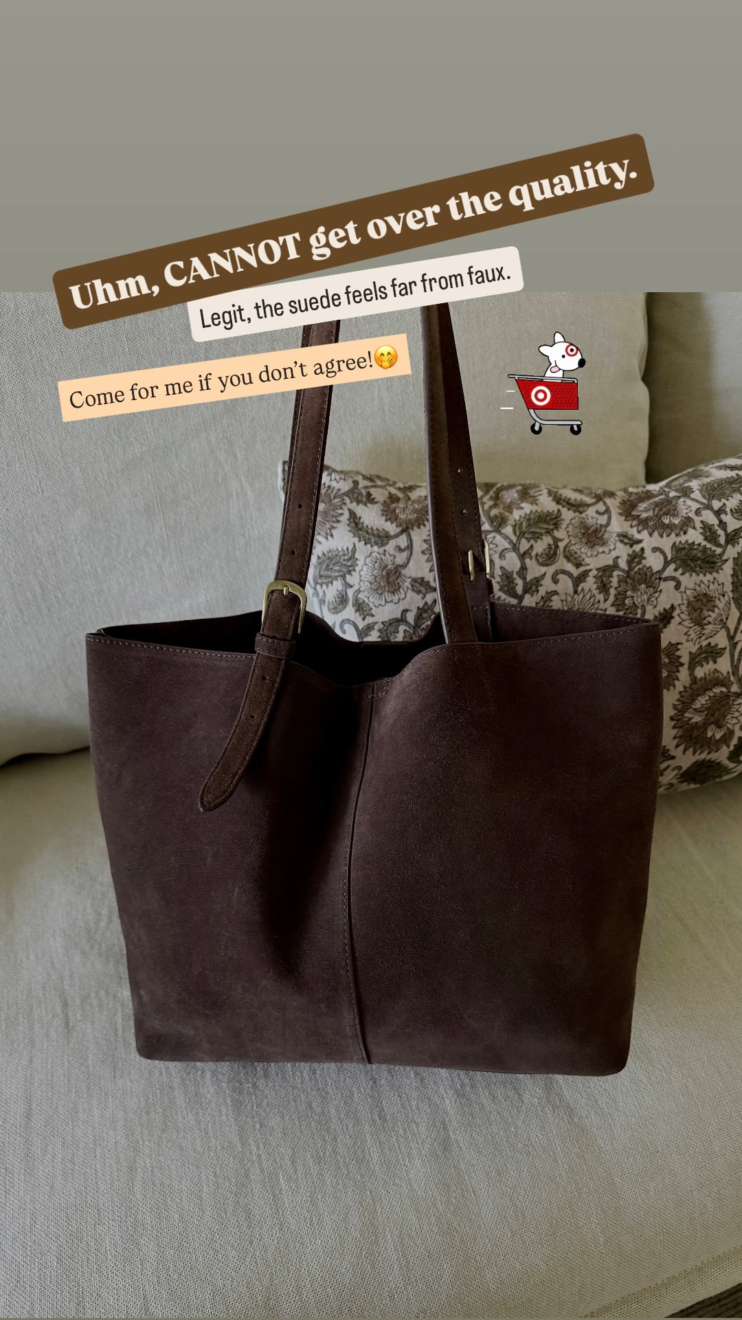 THIS is a must-have bag for fall. Perfect size, gorgeous chocolate brown color, and the most high-quality faux suede I’ve ever touched or seen. 
Unmatched @Target 👏

#LTKmomlife #LTKOver40 #LTKWorkwear