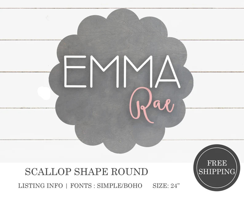 Scallop nursery name sign 24", name sign for nursery girl, boy, above crib sign  baby shower gift... | Etsy (US)
