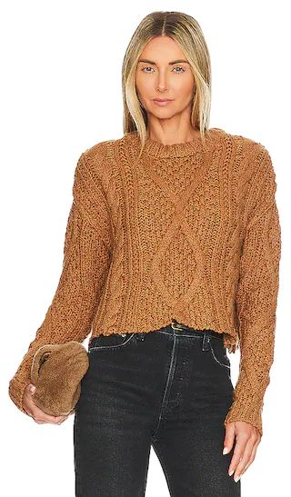 Cutting Edge Cable Sweater in Camel | Revolve Clothing (Global)