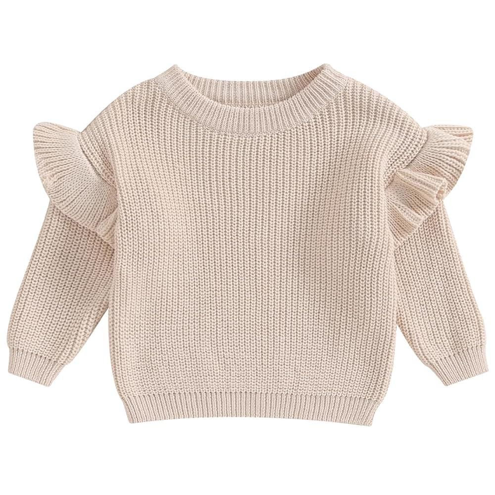Mubineo Baby Girl Winter Clothes Basic Plain Cute Ruffle Sweater Toddler Kids Pullover Long Sleev... | Amazon (US)