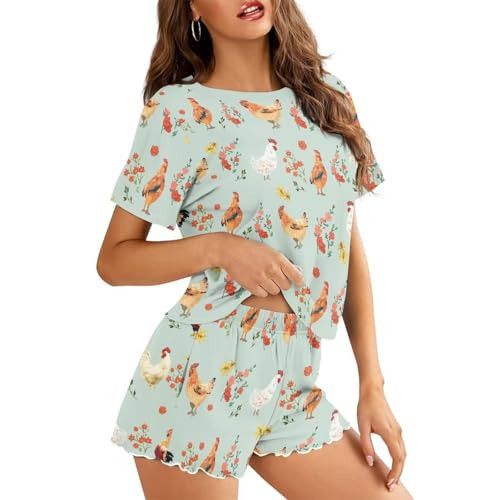 Dngkaoje Chicken Pajamas for Women Chicken Pjs Soft Pajama Set for Women | Amazon (US)