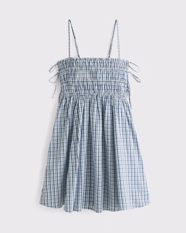 Smocked Babydoll Tie Mini Dress | Abercrombie & Fitch (US)