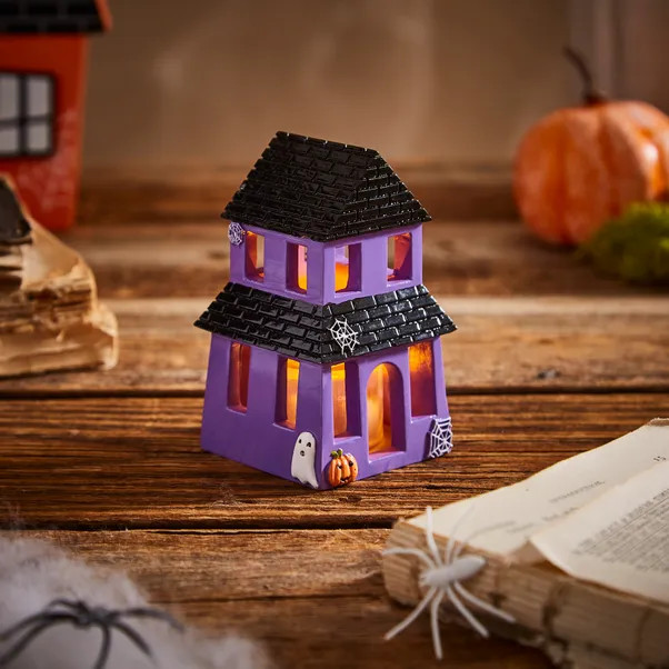 Light Up Resin Haunted House Tealight Holder | Dunelm