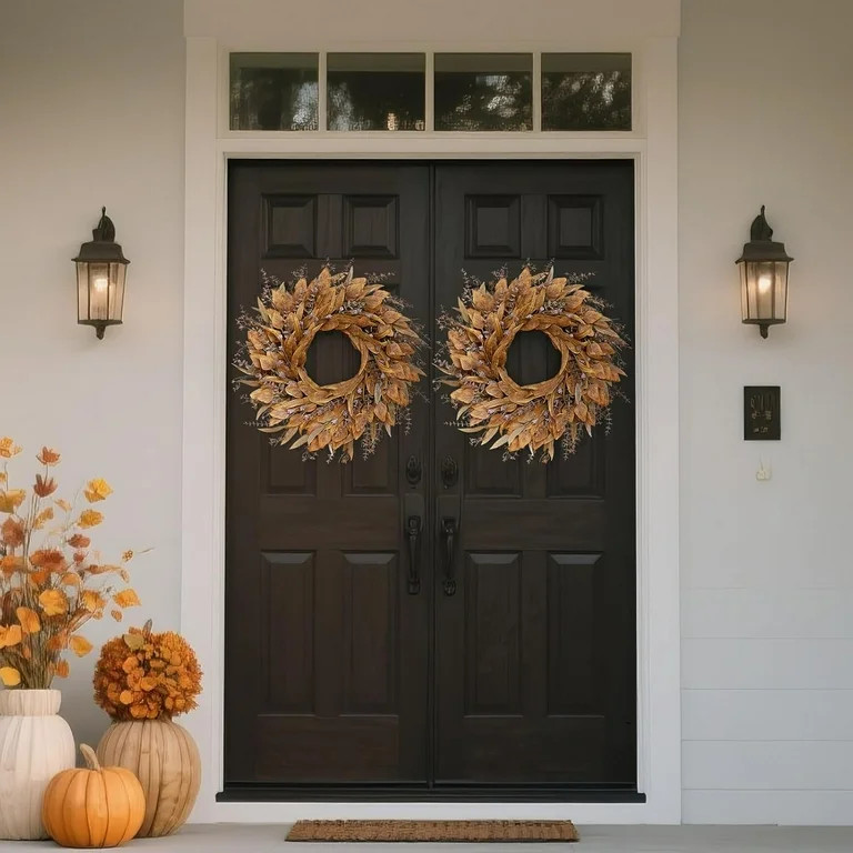 26" Artificial Eucalyptus Wreath - Realistic Fall Outdoor Door Decor for Porch, Farmhouse, and Ho... | Walmart (US)