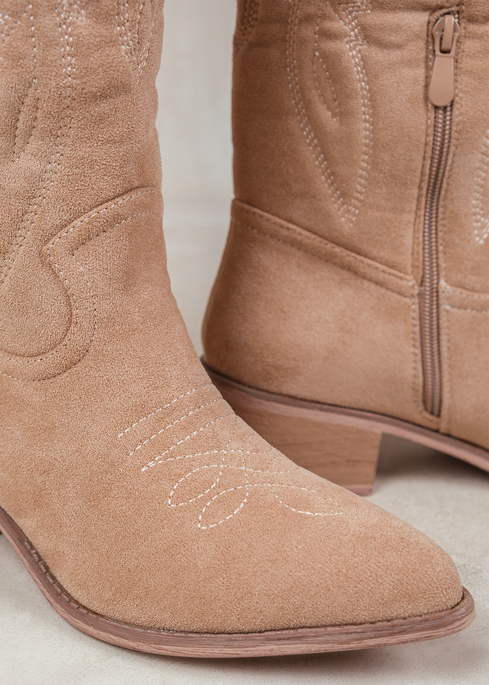 Where's That From Cream Suede Desert Cowboy Boots With Embroidery - Size 5 | Matalan (UK)
