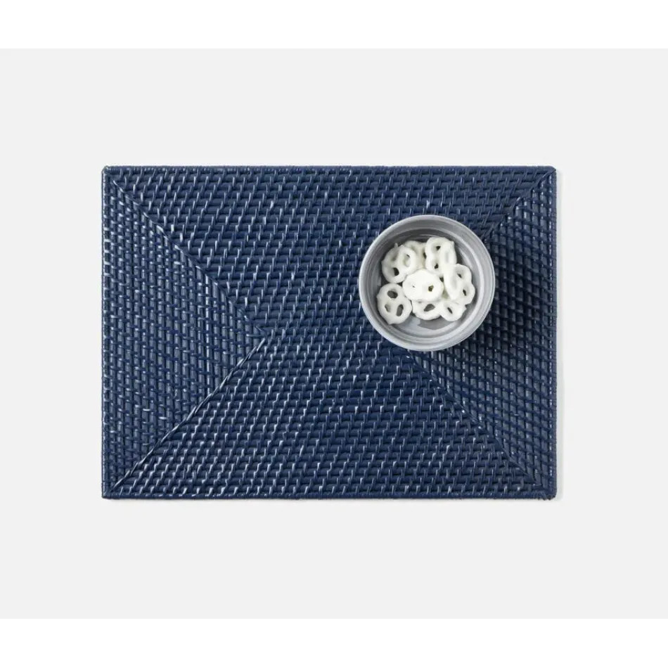 Blue Pheasant Brianne Polished Navy, Rectangular Placemat, Rattan, Pack of 4 | Gracious Style | Gracious Style, Inc.
