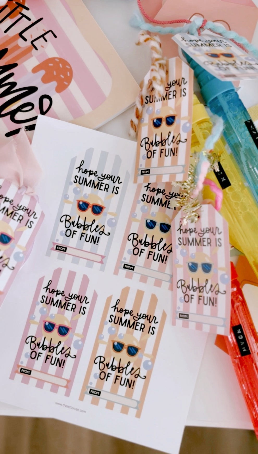 End of school year printable gift tag for bubbles 

The letter Vee / classmate gift idea / last day of school / bubble tag / printables / summer gift / school gift 

#LTKSeasonal #LTKKids