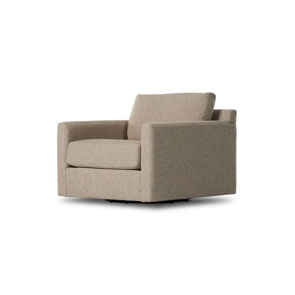 Hampton Upholstered Delta Sand Swivel Chair | Scout & Nimble