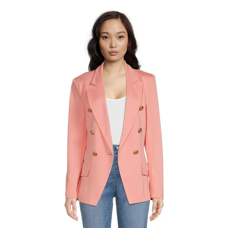 Attitude Unknown Women's Metallic Button Blazer | Walmart (US)