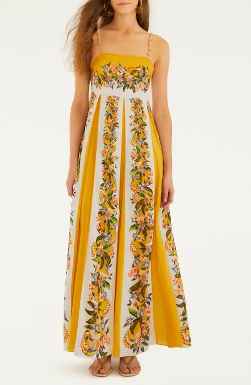 FARM Rio Sand Hilo Stripes Maxi Sundress at Nordstrom, Size Medium | Nordstrom