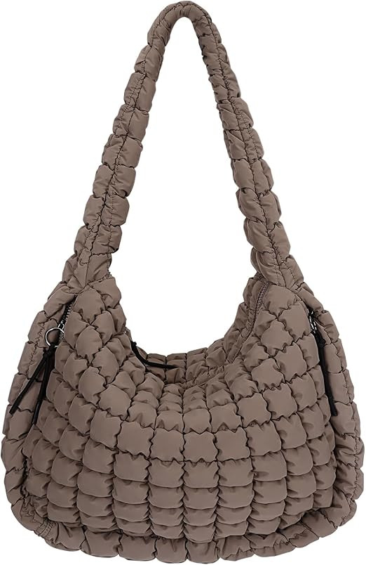 Quilted Tote Bag Large Carryall Puffer Shoulder Bag Lightweight Padding Hobo Bag | Amazon (US)