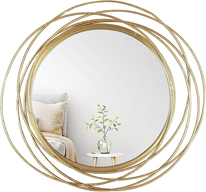 Mirrorize Round Gold Mirror 27.5" for Living Room Wall Decor, Gold Accent Framed Circle Bathroom ... | Amazon (US)