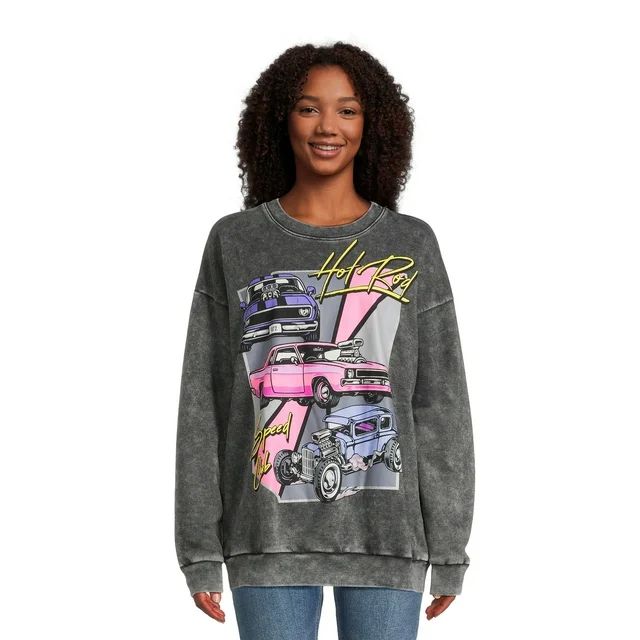 No Boundaries Juniors’ Washed Graphic Sweatshirt, Sizes XS-XXXL | Walmart (US)