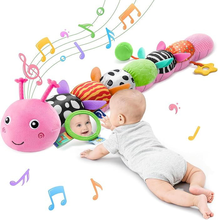 Tummy Time Baby Toys Sensory Musical Animal Stuffed Car Seat Toy for Infant 0-3-6-12 Months Newbo... | Amazon (US)