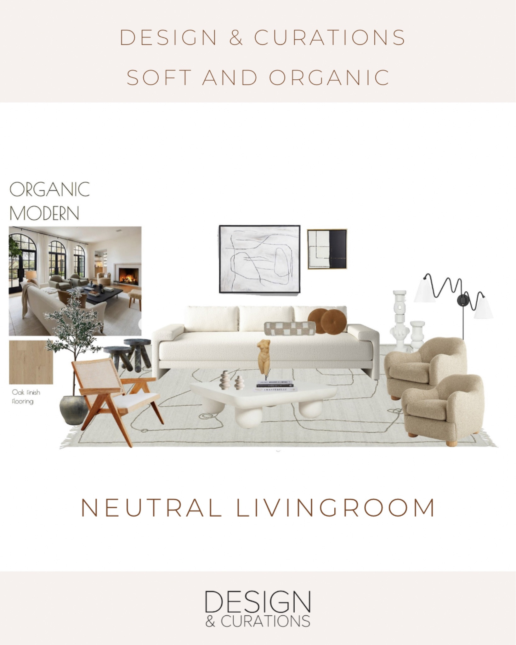 Neutral, earthy living room, decor idea. White sofa. Camel Teddy arm chairs, boucle armchairs. Living room, organic modern decor from CB2 and Lulu and Georgia.

#LTKhome #LTKFind