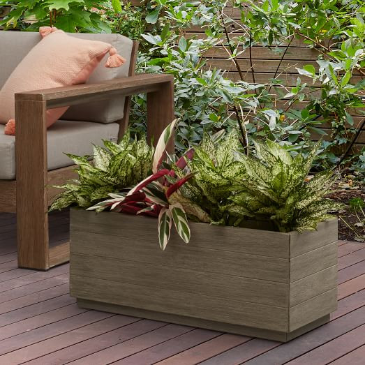Portside Wood Indoor/Outdoor Trough Planter | West Elm (US)
