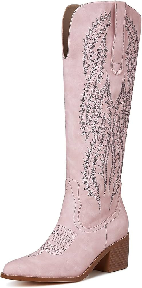 mikarka Cowboy Boots for Women - Wide Calf Cowgirl Boots, Women's Knee-High Western Boots, Ladies... | Amazon (US)