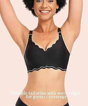 Scalloped Bras for Women No Underwire Wireless Bralettes for Women with Support Adjustable Cross ... | Amazon (US)