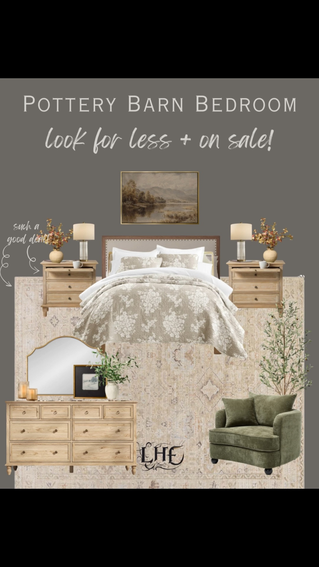 Modern farmhouse pottery barn looks for less 🙌 I collected looks for less and many of them are on sale for Labor Day! Click the thumbnails to shop! Bedroom inspo, pottery barn bedroom, bedding, master bedroom bedding, bedding sale, bedroom rug, area rug, farmhouse rug, modern farmhouse rug, bedroom, bed frame, upholstered bed frame, bed frame, dresser mirror, mirror, arched mirror, wall mirror, accent chair, green chair, green accent chair, side chair, bedroom chair, wall art, olive tree, floral bedding, nightstand, look for less, furniture sale, affordable furniture, bedroom furniture, table lamp, lamp, bedroom lamp, natural wood dresser, neutral bedroom, wall decor, bedroom decor, modern farmhouse decor, designer inspired 

#LTKSaleAlert #LTKHome #LTKStyleTip