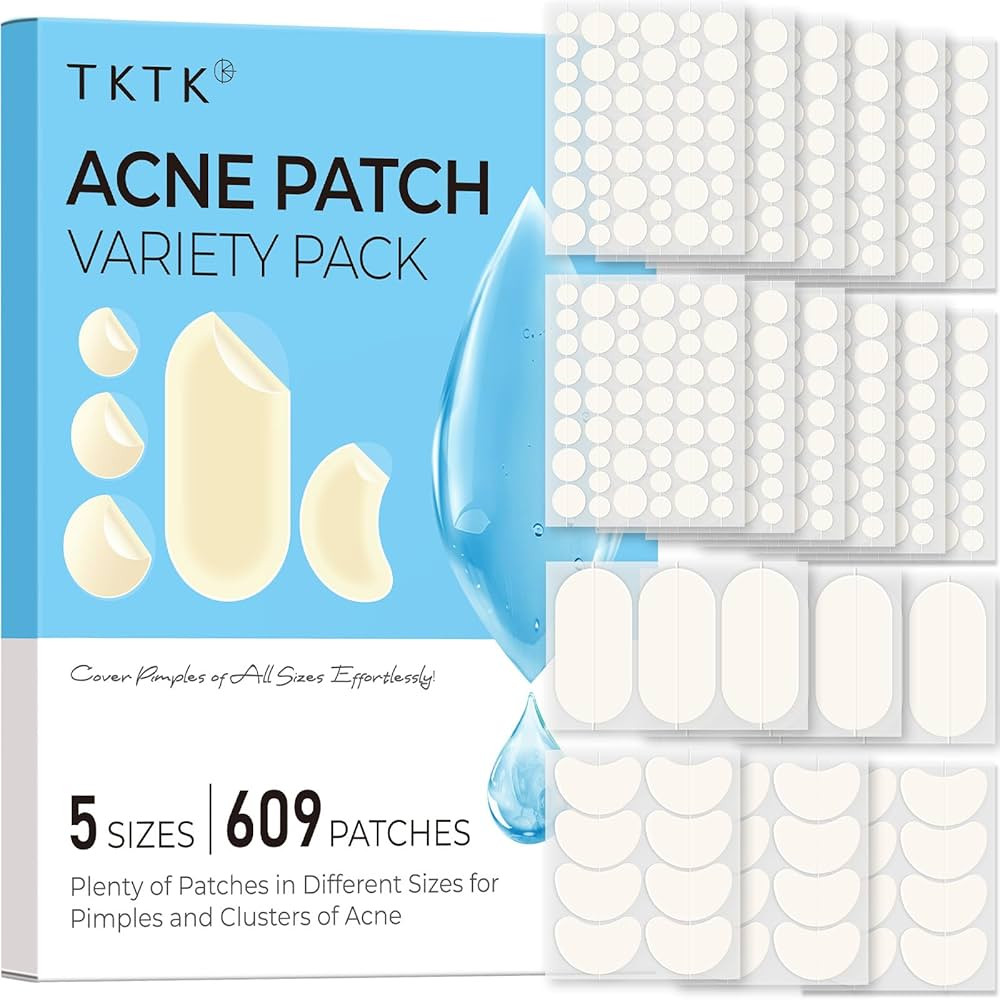 TKTK 609 Count Pimple Patches for Face, Hydrocolloid Acne Patch Bulk, Acne Stickers for Covering ... | Amazon (US)