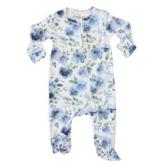 Bailey's Blue Floral Zipper Footie | Caden Lane