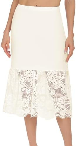 MANCYFIT Half Slips for Under Dresses Extender Slip Skirt for Women Lace Trim Long Underskirt 22 ... | Amazon (US)
