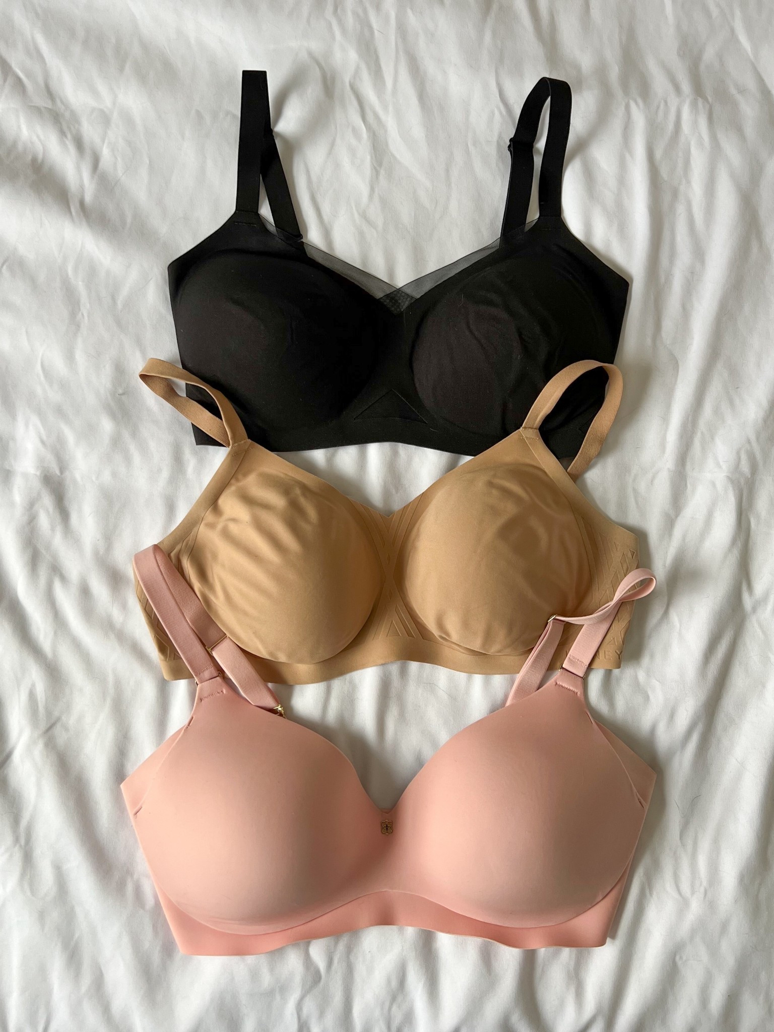 My fave wire free bras from Honeylove! The top two have soft cups and are incredibly comfortable. Bottom one gives an underwire look while still moving with you. I wear my usual size 34DD in all!


#LTKcurves #LTKstyletip