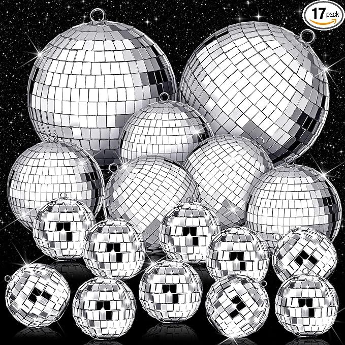 17 Pack Large Disco Ball Hanging Disco Ball Small Disco Ball Mirror Disco Balls Decorations for P... | Amazon (US)