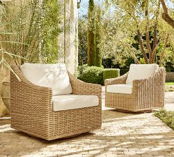 Huntington Slim Slope-Arm Swivel Outdoor Lounge Chair with High Performance Cushion Covers | Pottery Barn (US)