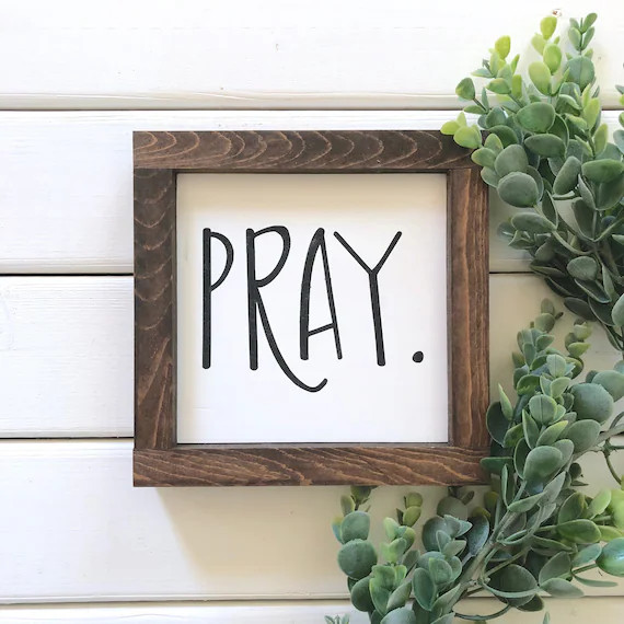 Pray Mini Sign, Tiered Tray Decor, Tiered Tray Christmas Decor, Painted Wood Sign, (6"x6") | Etsy (US)