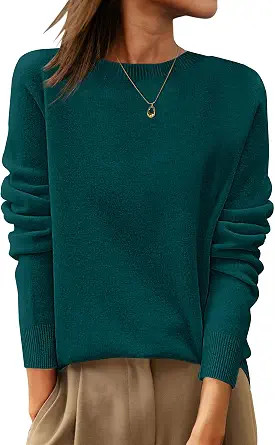 ANRABESS Womens 100% Wool Sweaters Crewneck Long Sleeve Work Business Casual Basic Sweater Tops 2... | Amazon (US)